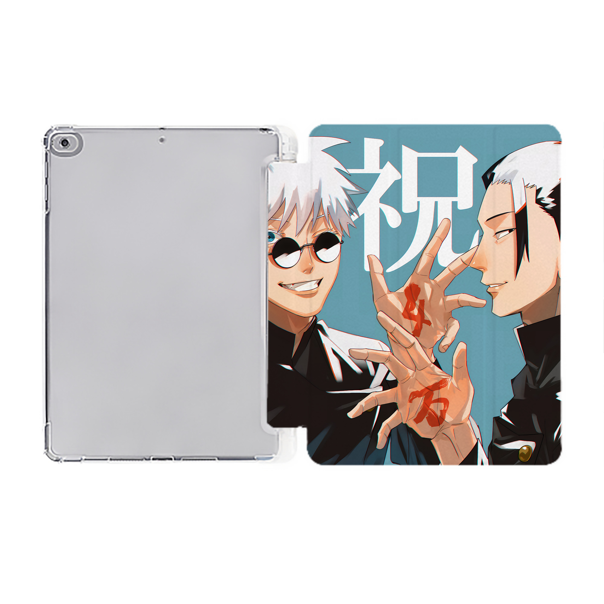 （画像用） 呪術廻戦 Jujutsu Kaisen IPad ケース ペン収納付き 三つ折りスタンド PUレザー×シリコン 対応機種9.5/10.5/10.9インチ
